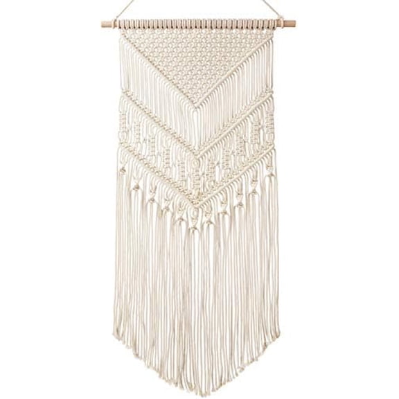 Macrame Wall Hanging Art Woven Boho Home Décor, Geometric Beautiful Yarn Tapestry Wall Decor for Bedroom, Nursery, Apartment, Dorm Decoration, Christmas Gift for Teen Girl Mom, 17" W x 33" L