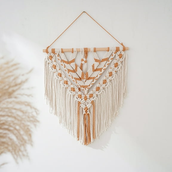 Macrame Wall Hanging Boho Tapestry Macrame Wall Decor Art Chic Bohemian Handmade Woven Tapestry Home Decoration for Bedroom Living Room Wedding Party