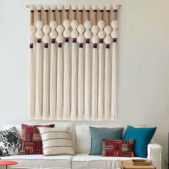 Macrame Wall Hanging Boho Spherical Knot 27" W x 33" L