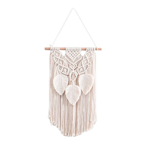 Macrame Wall Hanging, Boho Woven Wall Hanging Tapestry,Handcrafted Woven Leaves and Tassel Wall Decor for Living Room Bedroom Dorm Nursery Wedding Decoration, Idea Gift, Multicolor(Beige,23.6x13.7")