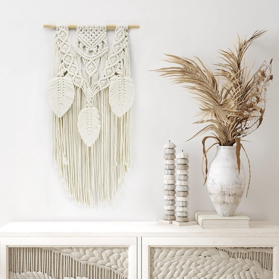 Macrame Wall Hanging Boho Yellow Weaving Handmade Tapestry with Tassel Elegant Wall Art Home Decor