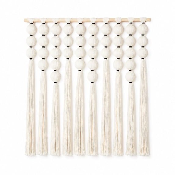 Macrame Wall Hanging, Bubble Design Boho Tapestry, 39” W x 38” L, Cream ...
