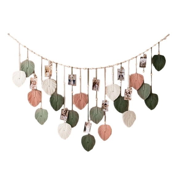 Macrame Wall Hanging Decor 29.5 X 47.3inch, Chic Boho Leaf Tassel Garland Tapestries for Bedroom Living Room Decor