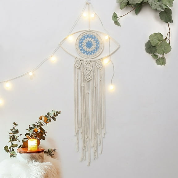 Macrame Wall Hanging Evil Eye Dream Catcher Boho Woven Macrame for Bedroom Home Decoration Bohemian Apartment Ornament Craft Gift
