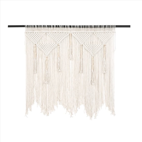 Macrame Wall Hanging Handwoven Bohemian Cotton Rope Boho Tapestry Home Decor Creamy-White,1 * tapestry,creamy-white