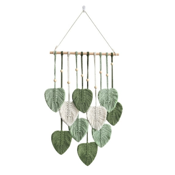 Macrame Wall Hanging Leaves - Large Chic Feather Wall Hanging Boho Wall Decor -Green