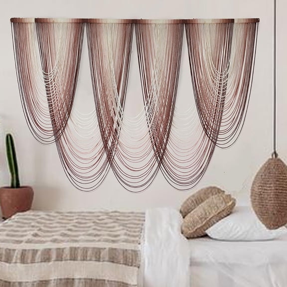 Macrame Wall Hanging Pink Dip-Dyed Large Macrame Wall Decor For Living Room Boho Fiber Art 57" W x 41" L
