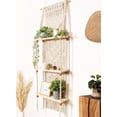 thumbnail image 1 of Macrame Wall Hanging Shelf 3 Tier Boho Wall Plant Hanger Shelves, Handmade of Woven Rope Boho Shelves Organizer for Living Room Bathroom Home Storage Floating Plant Rack Bohemian décor, 1 of 8