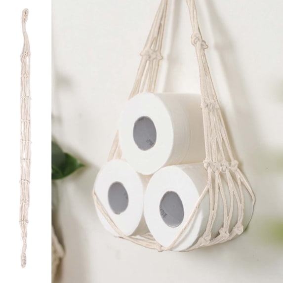 Macrame Wall Hanging Storage Organizer Shelf, Cotton Rope Boho Storage Shelf Rack, Decorative Bathroom Bedroom Wall Shelf, Space Saving Hanging Storage Shelf Durable Organizer Shelf