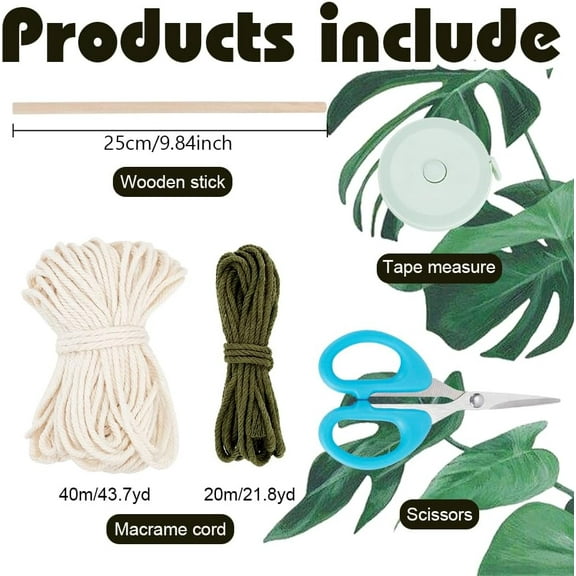 Macrame Wall Hanging Tapestry Macrame Wall Hanging Kit Monstera Style Macrame Art & Craft Kit with Instruction Macrame Beginners Kit for Adults