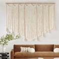 thumbnail image 1 of Macrame Wall Hanging White Beads Boho Wall Decor for Living Room Bedroom or Nursery Texture Yarn Wall Art 57" W × 43" L, 1 of 7