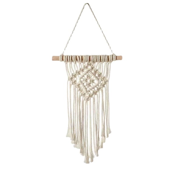 Macrame Wall Hanging with Tassels and String Lights Boho Wall Ornament for Living Room or Dorm Room