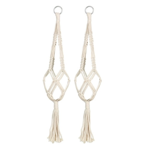 Macrame Wall-mounted Plant Hanger Hanging Rope Basket 21.7 Inch Length 2 Pcs