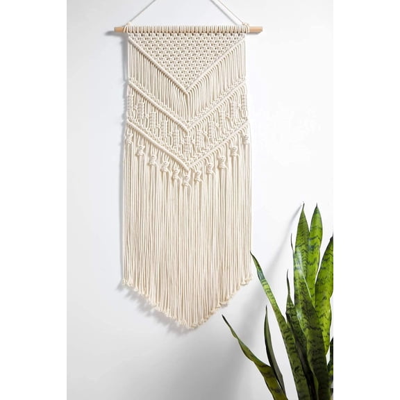 Macrame Woven Wall Hanging, Art Woven Boho Decor Chic Home Decor, Bohemian Home Geometric Art Decor, Nursery Craft Decoration for Apartment Bedroom Living Room Gallery 16" W x 33" L