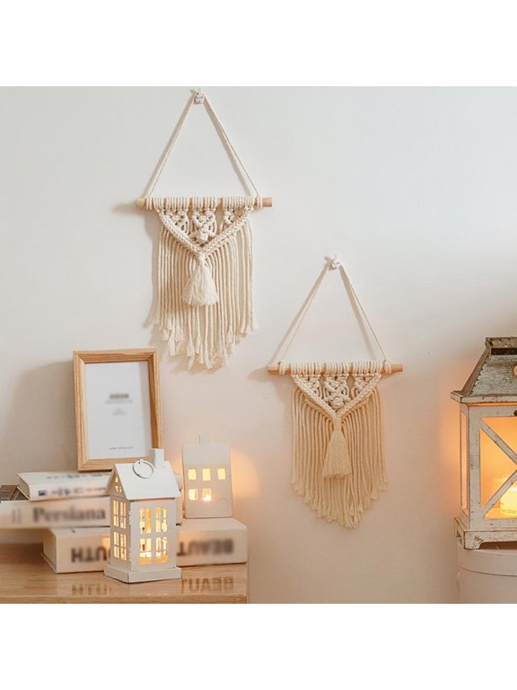 Macrame Woven Wall Hanging Boho Wall Decor Art-Decorative Geometric Wall Tapestry for Bedroom Living Room Apartment Party Wedding Decorations, 1 Pack