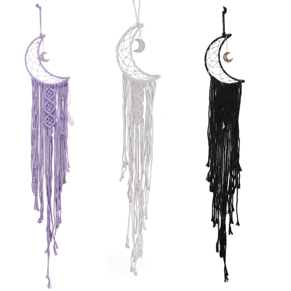 Macrame Woven Wall Hanging Moon Dream Catcher, Handmade Room Hanging Tapestry, Wedding Decoration Crafts