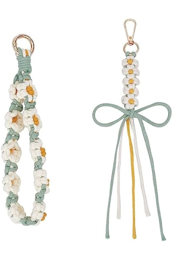 Macrame Wristlet Keychain Bulk Daisy Cord Knotting Kit Boho Mini Tassel Key Chain Weave Exquisite Keyring Holder