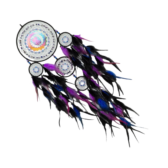 Macrames 3D Colorful Owl Dreamcatchers Wall Ornament with Feathered for Bedroom and Living Room Decoration Gift