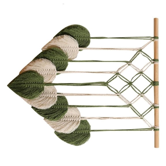 Macrames Wall Hanging Leaf Pattern Tapestry Handmade Cotton Thread Decors with Fringes Tassels For Nursery Living Room