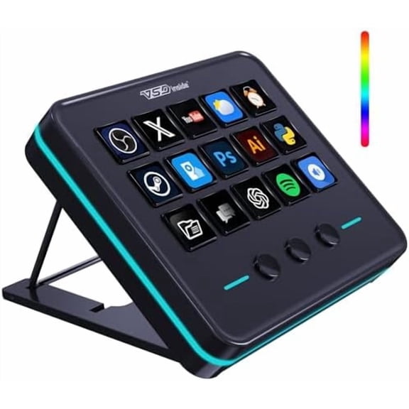 Macro Keypad, Stream Controller Deck Gaming Streaming Shortcut Keyboard, 18 Programmable  Customizable Visual AI Pad  Soundboard for OBS, YouTube, Desk Office Setup, Laptop, PC,