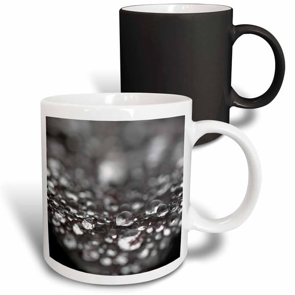 3drose, Macro Photo of Raindrops Gathered on a Purple Leaf of a Redbud Tree., 11oz Magic Transforming Mug