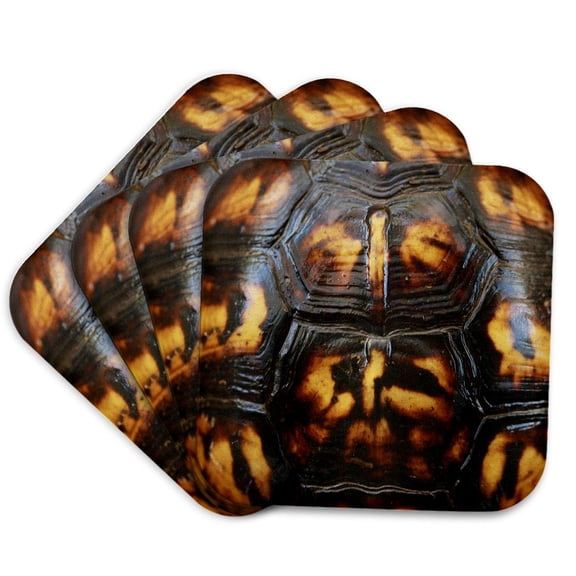 3drose, Macro Photograph of a Box Turtle Shell., Set of 4 Coasters - Soft