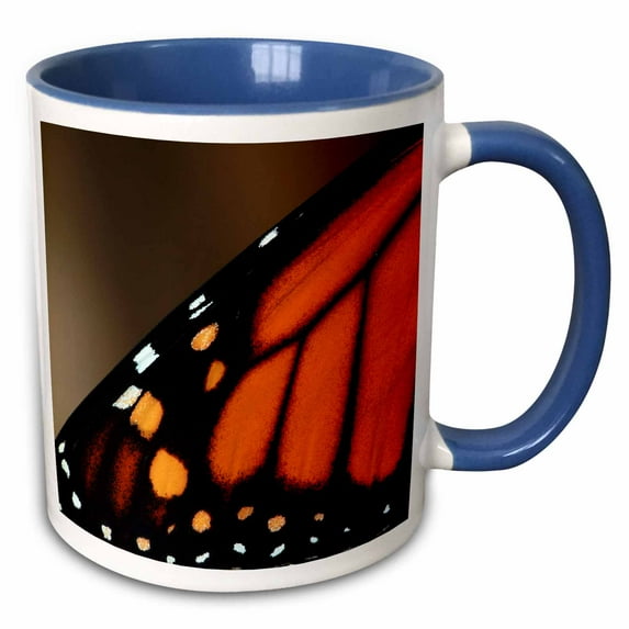 3drose, Macro Photograph of the Details of a Monarch Butterfly Wing., 11oz Two-tone Blue Mug