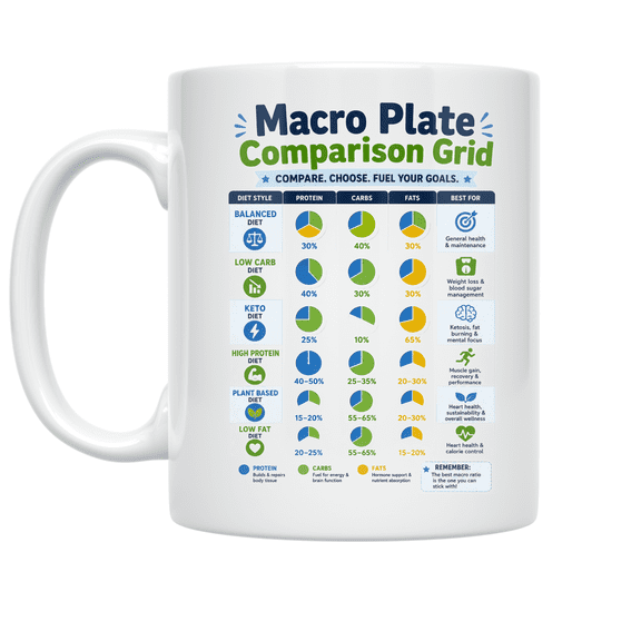 Macro Plate Comparison Grid - Diet Enthusiast - 11 oz Ceramic Coffee Mug