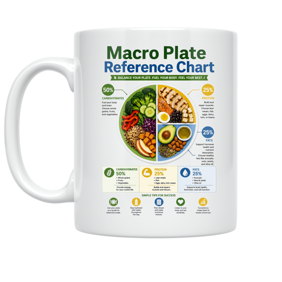 Macro Plate Reference Chart - Nutrition Enthusiast - 11 oz Ceramic Coffee Mug