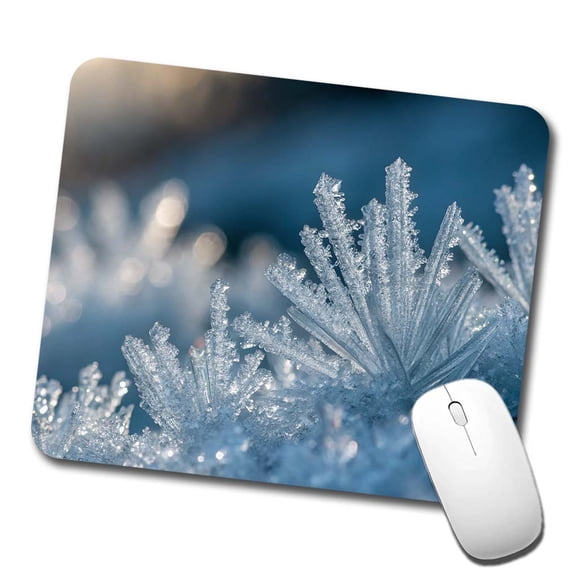 Macro View Icy Crystals Snow Flakes Mouse Pad Low Profile Gaming Mat