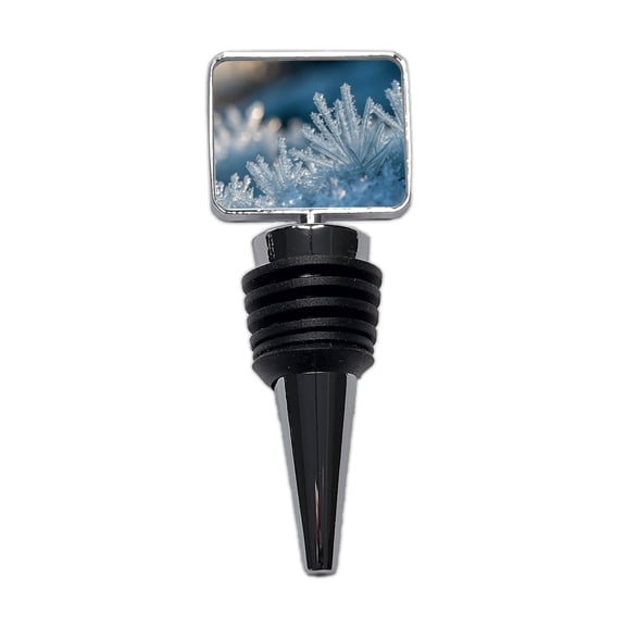 Macro View Icy Crystals Snow Flakes Wine Bottle Stopper Cap Plug