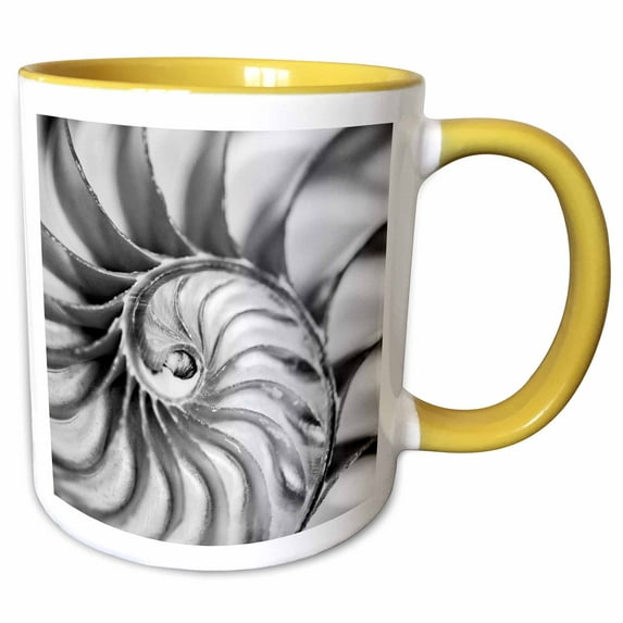 3drose, Macro View of the Interior of a Nautilus Shell., 11oz Two-tone Yellow Mug