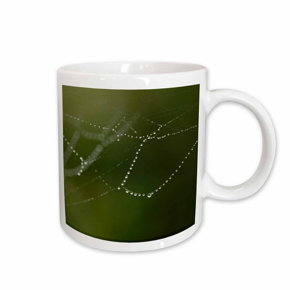 Macro photograph of raindrops on strings of spiderwebs. 11oz Mug mug-341100-1