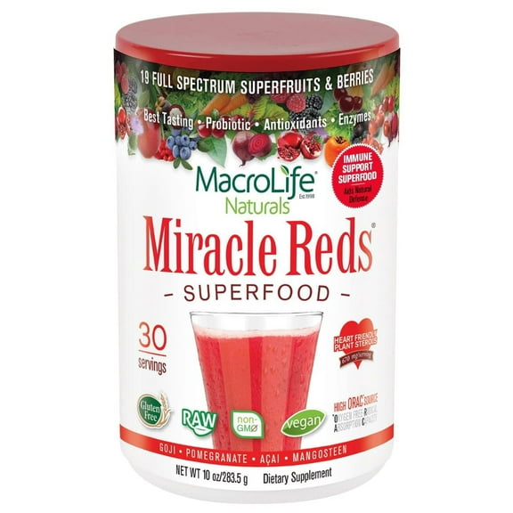 Macrolife Naturals Miracle Reds Superfood Powder, 30 Servings, 10.0 oz