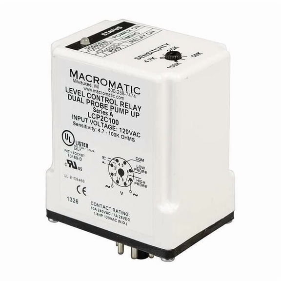 Macromatic Control Relay,Dual Pump Down,120V LCP2D100