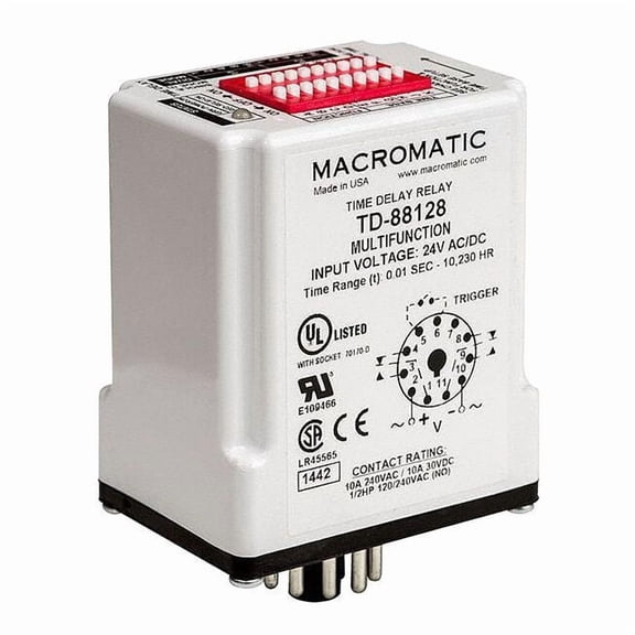 Multifunction Time Delay Relay, Octal, Multi Function, 16 Functions 240V AC, SPDT
