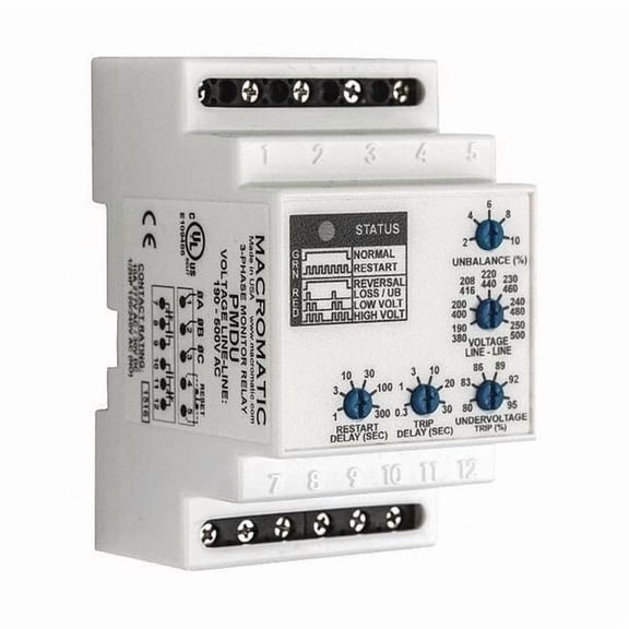Macromatic 3 Phase Monitor Relay,DPDT,600VAC,0 Pin PMD575