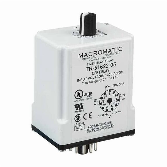 Macromatic SinFunTimeDelayRelay, 120VAC/DC, 11Pins TR-51622-05
