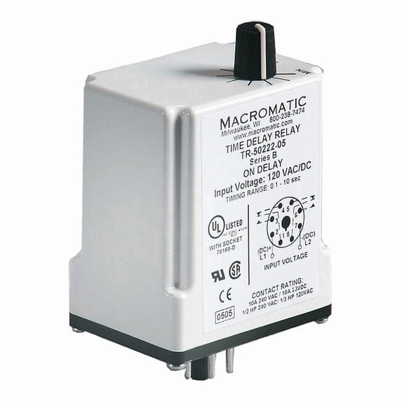 Single Function Time Delay Relay, Octal, Interval, 1 Functions 120V AC/DC, DPDT
