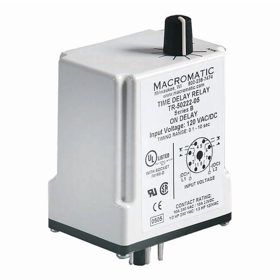 Macromatic SinFunTimeDelayRelay, 120VAC/DC, 8Pins TR-50522-12