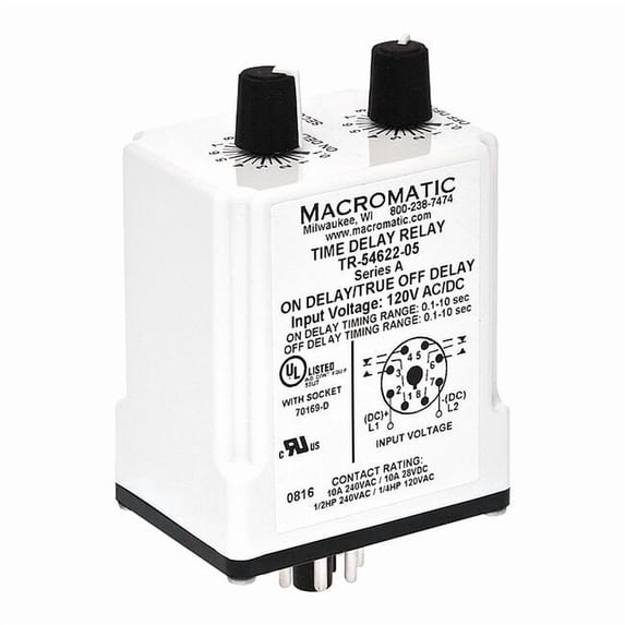 Macromatic SinFunTimeDelayRelay, 120VAC/DC, 8Pins TR-55122-08