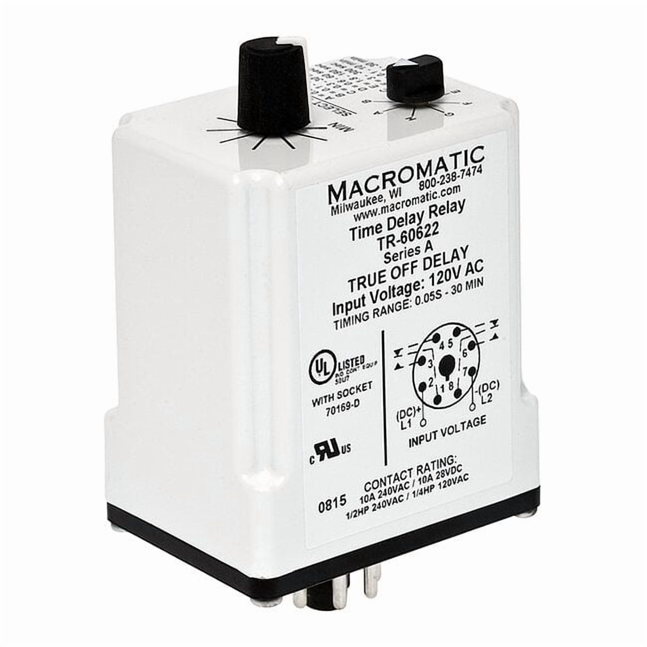 Single Function Time Delay Relay, Octal, Off Delay, 1 Functions 120V AC/DC, DPDT TR-60622