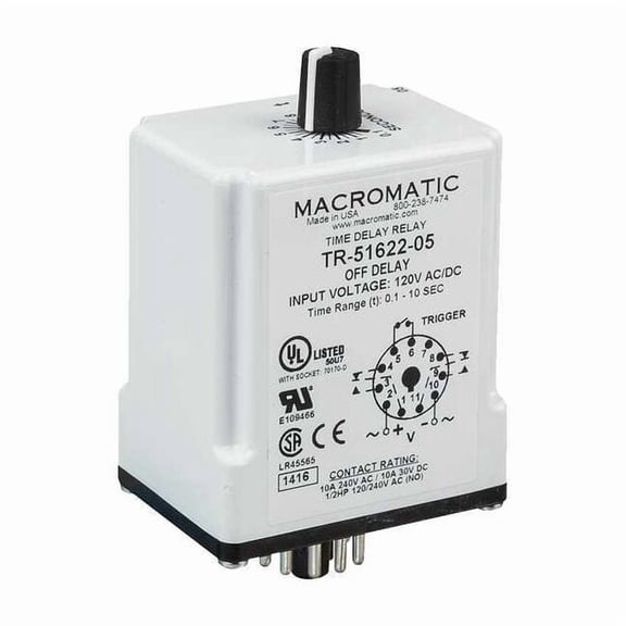 Macromatic SinFunTimeDelayRelay, 12VDC, 8Pins TR-51626-08
