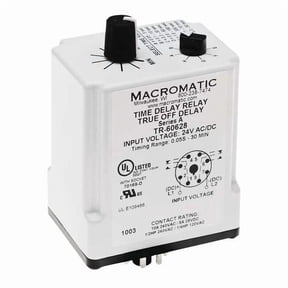 Single Function Time Delay Relay, Octal, Off Delay, 1 Functions 24V AC/DC, DPDT TR-60628