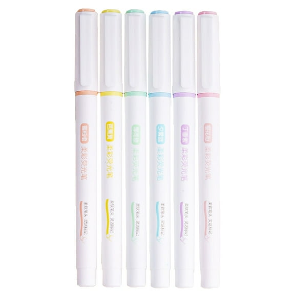 【 Macron Color Series 6pcs 】 Fluorescent Pen Set Student Creative Color Fluorescent Marking Pen Key Marking Pen 6-Color Stationery A