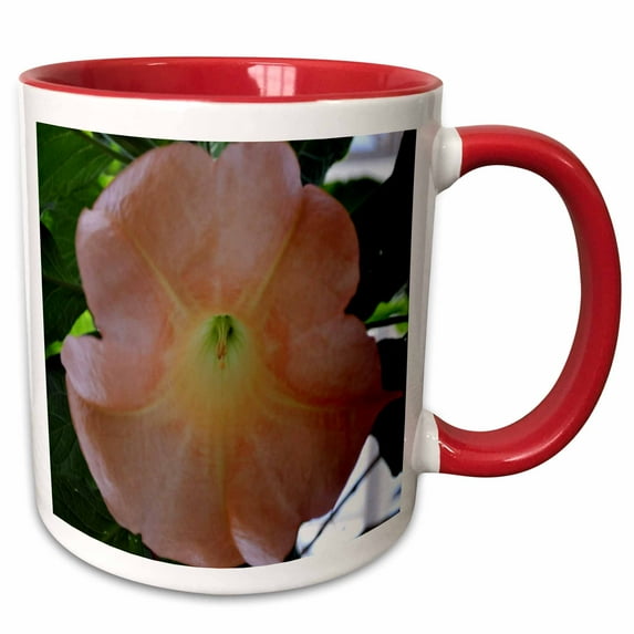 3drose, Macros Angel Trumpet an Orange Flower, 11oz Two-tone Red Mug