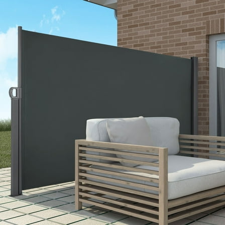 Macrout 118" x 63" Outdoor Privacy Screen, Retractable Side Awning for Patio & Balcony. Deck, Porch, Garden, Grey