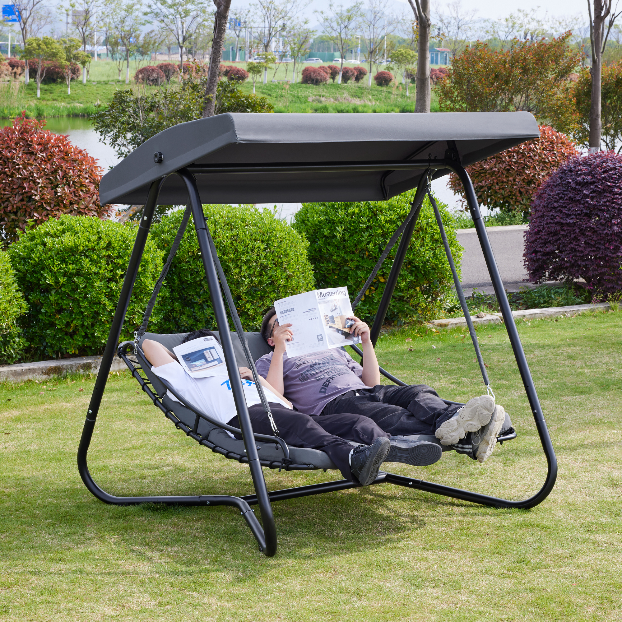 reclining swinging lawn chair