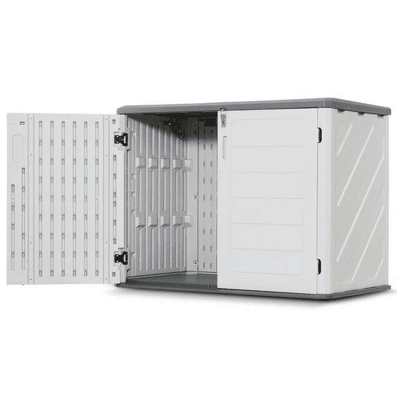 Macrout Small Outdoor Storage Shed, 4.3 x 2.5 ft Waterproof Resin Cabinet for Garden, Patio, and Backyard