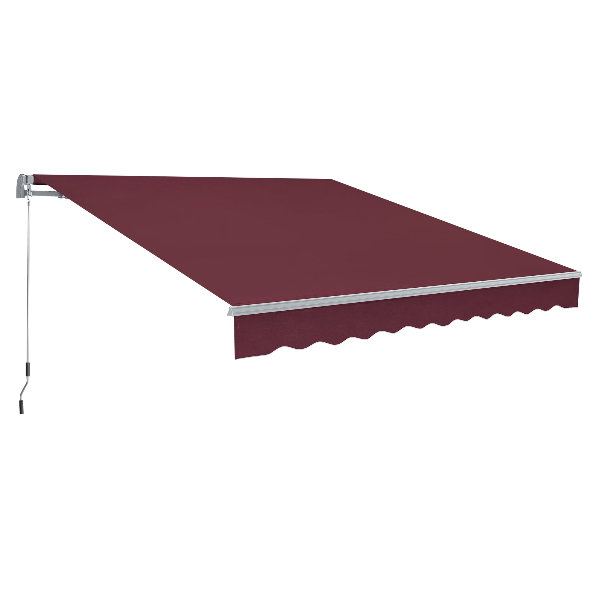 Burgundy Aluminum-Steel 8x7 Feet Manual Retractable Patio Awning